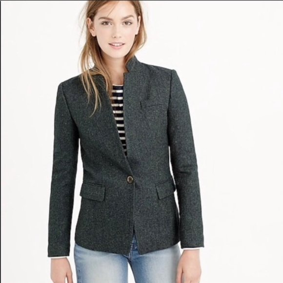J. Crew - Size 4 Regent Blazer Donegal Wool Dark Gray/Black C9537